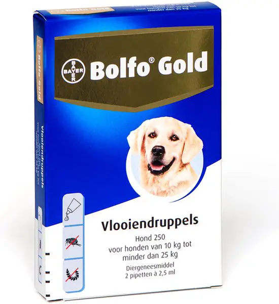 Bolfo Gold 250 Anti vlooienmiddel - Hond - 10 Tot 25 kg - 2 pipetten