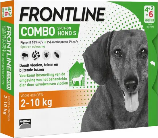 Frontline Combo - Anti vlooienmiddel en tekenmiddel - 2 Tot 10 Kg - Hond - 6 pipetten