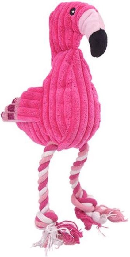 Hondenspeelgoed - Flamingo - knuffel - pluche - geluid - stevig - roze - speelgoed voor de hond - 38 cm