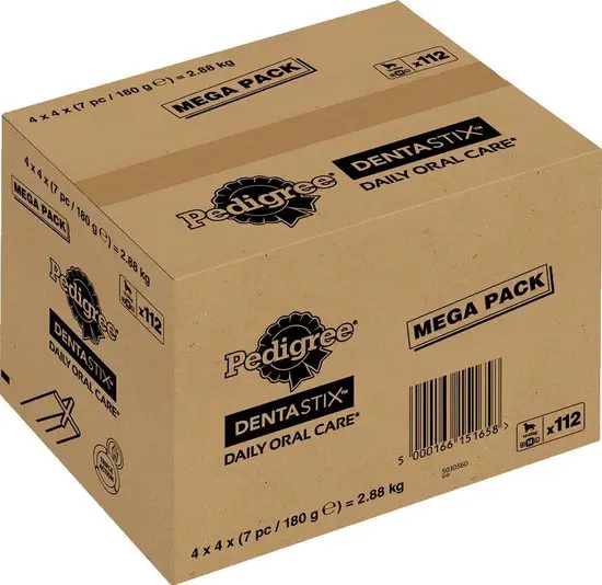PEDIGREE® DENTASTIX™ Daily Oral Care Karton Mega Pack Kleine Honden 112 stuks (4x4x7st).