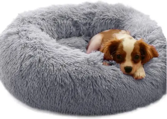 RELAXMAND Donut mand Hond & Kat Superzacht - antislip - Pluche fluffy ronde mand - 40cm lichtgrijs - Warme knuffelmand