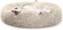Pet Perfect Donut Hondenmand XXL - 100cm - Fluffy Hondenkussen - Hondenbed - Créme/Bruin